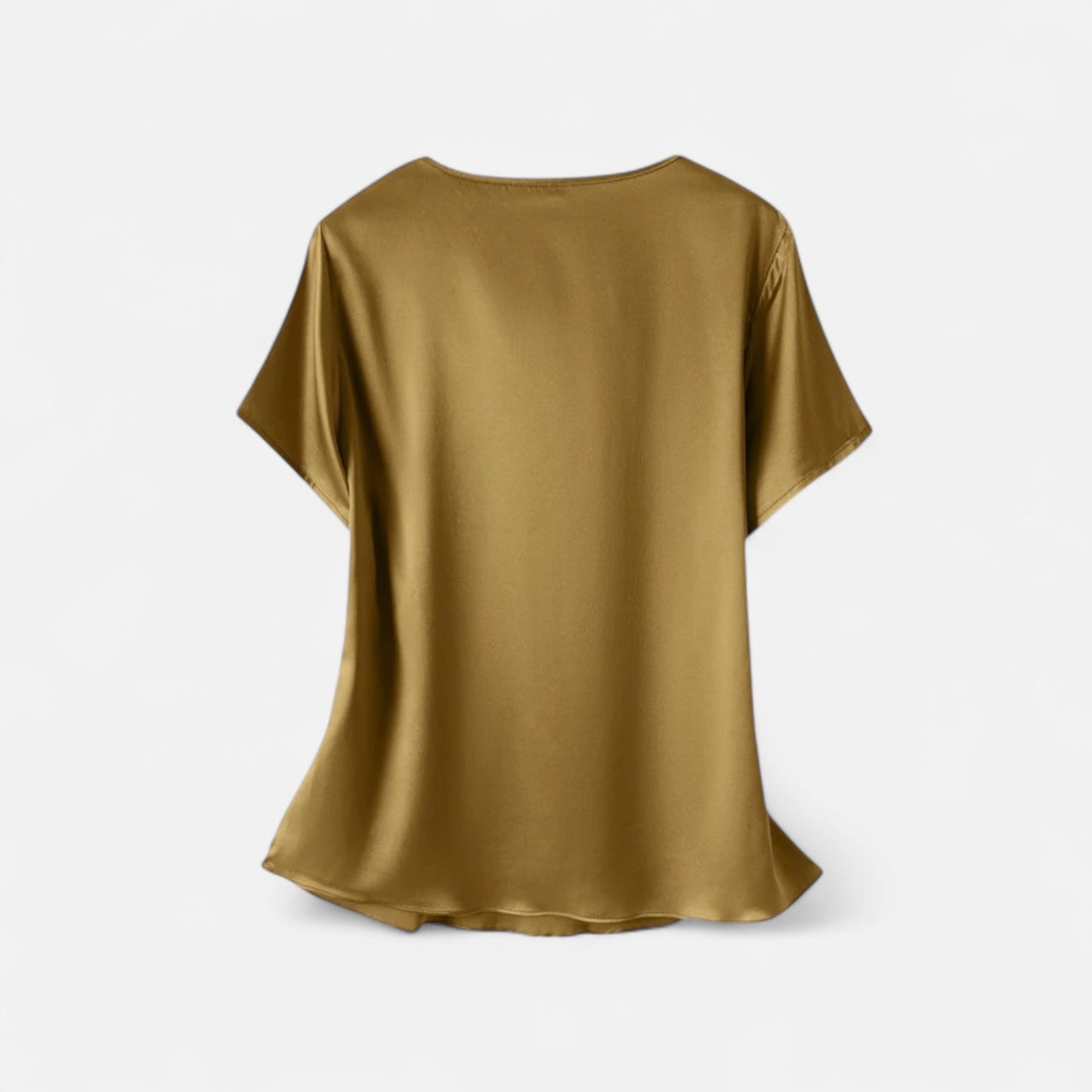 Celvarin | Women’s Premium Oversized Short Sleeve Satin Blouse with Round Neck