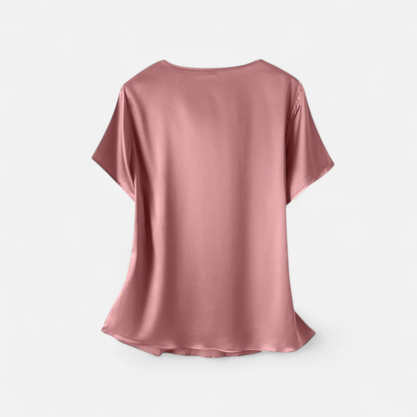 Celvarin | Women’s Premium Oversized Short Sleeve Satin Blouse with Round Neck