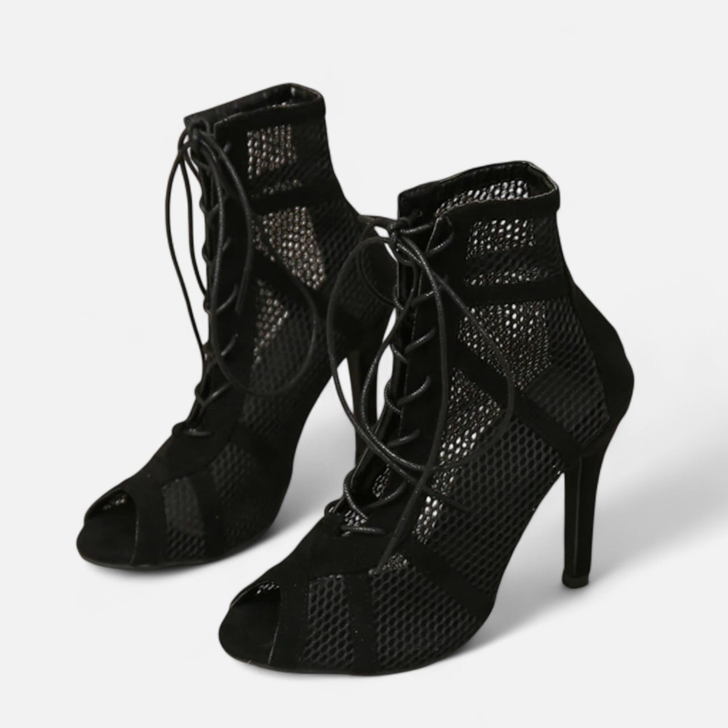 Celvarin | Women’s Premium Mesh High Heel Sandals – Cross Strap & Ankle Strap