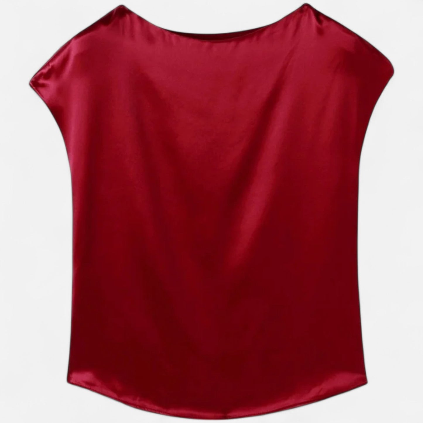 Celvarin | Women’s Premium Short Sleeve Satin Blouse – Round Neck