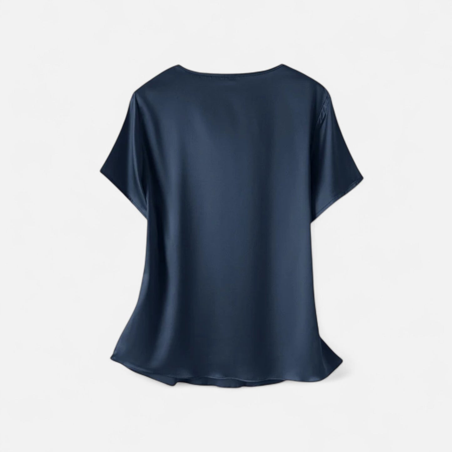 Celvarin | Women’s Premium Oversized Short Sleeve Satin Blouse with Round Neck