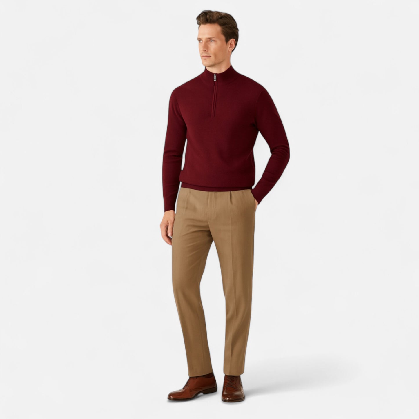 Celvarin | Men’s Merino Wool Half-Collar Sweater