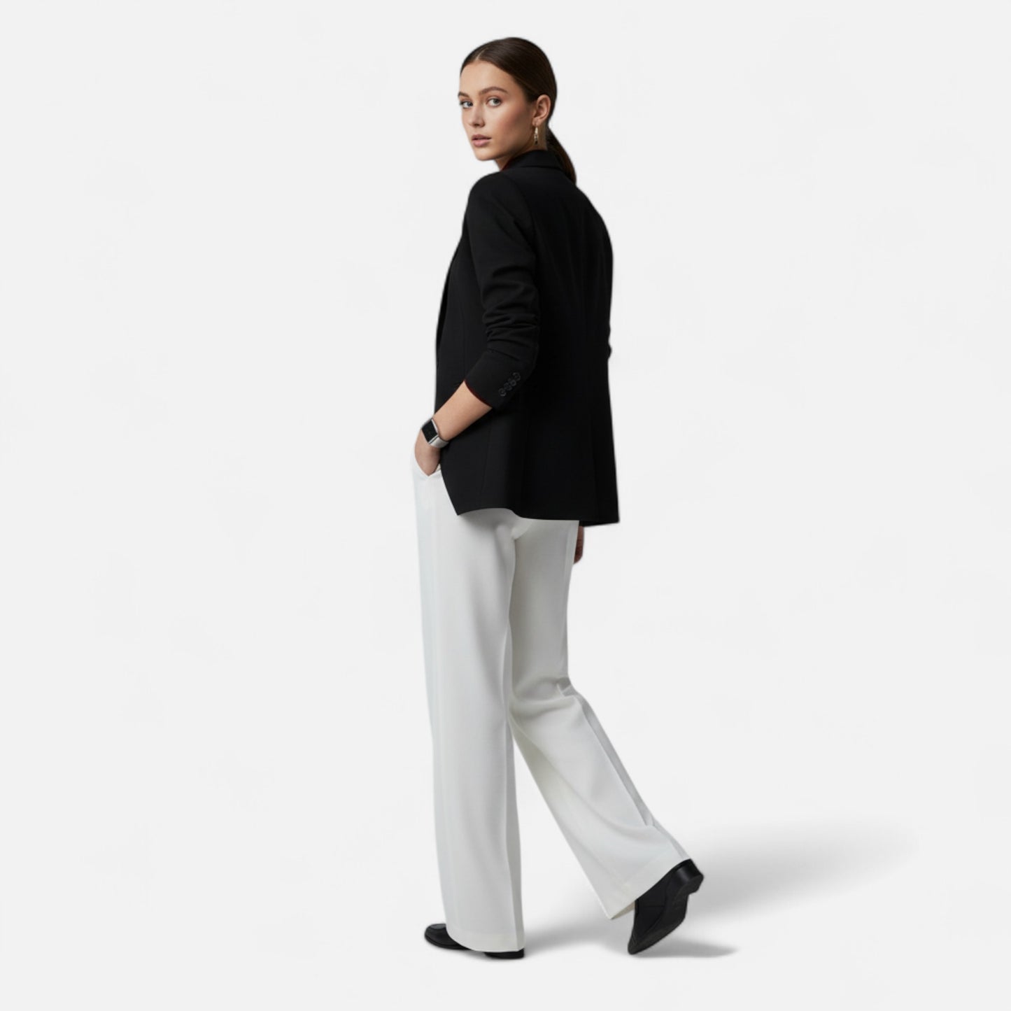 Women’s Double-Breasted Black Blazer – Structured Elegance