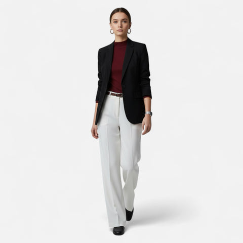 Women’s Double-Breasted Black Blazer – Structured Elegance