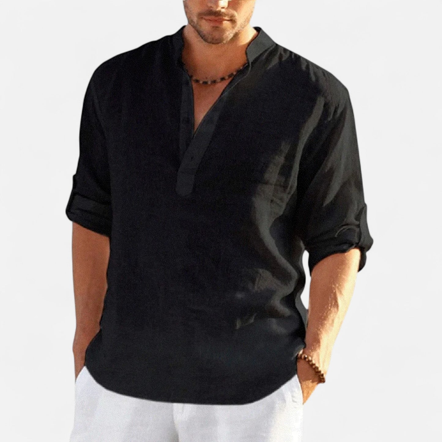 Celvarin | Men’s Premium Loose-Fit Long-Sleeve Cotton-Linen Shirt