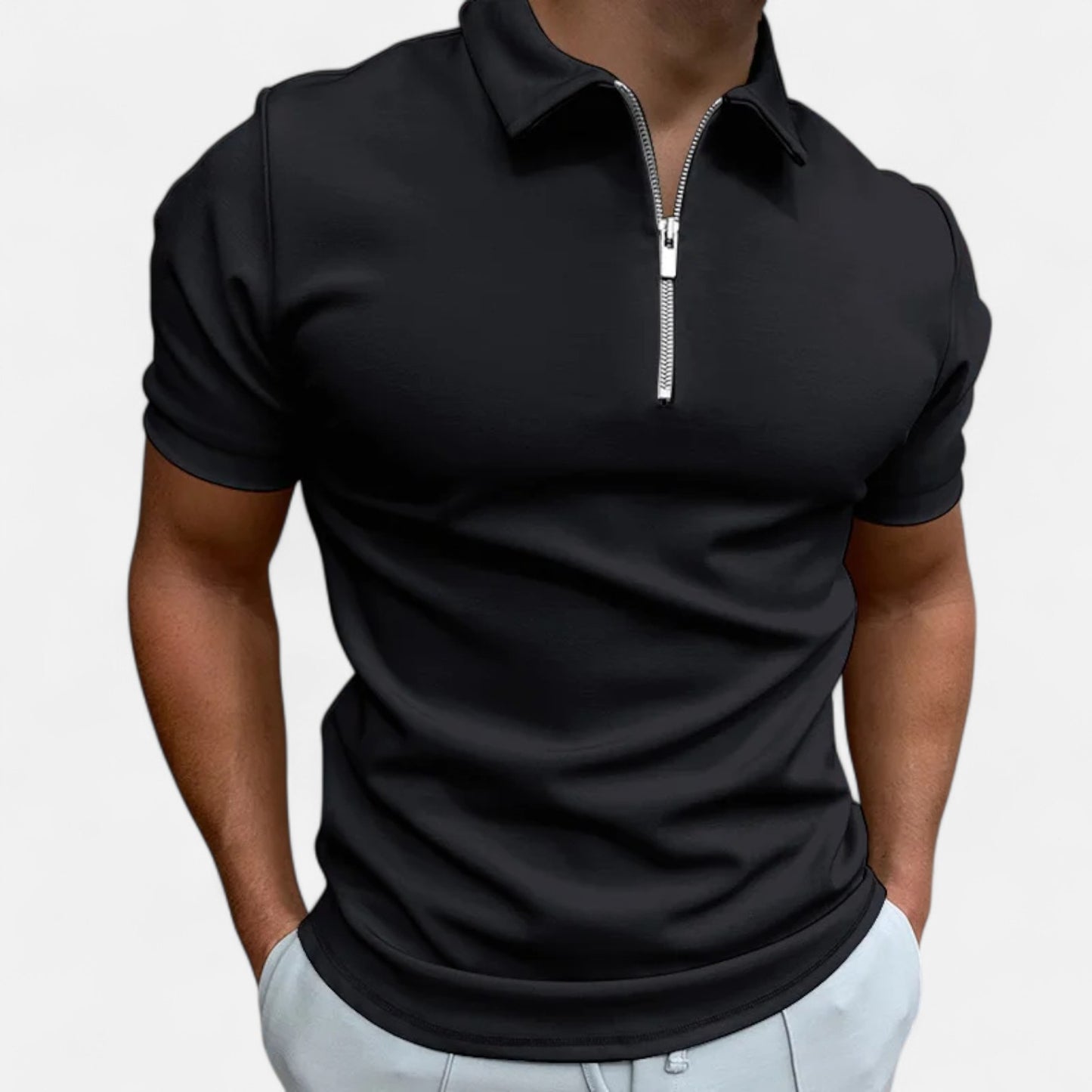 Celvarin | Men’s Premium Short-Sleeve Polo Shirt with Zip
