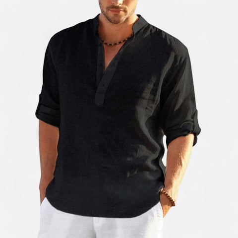 Celvarin | Men’s Premium Loose-Fit Long-Sleeve Cotton-Linen Shirt