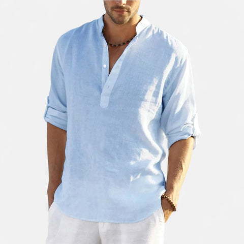 Celvarin | Men’s Premium Loose-Fit Long-Sleeve Cotton-Linen Shirt