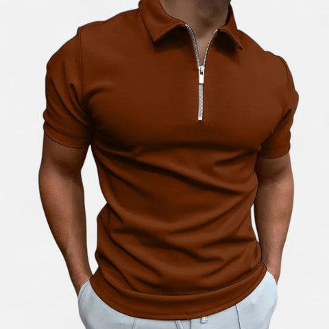 Celvarin | Men’s Premium Short-Sleeve Polo Shirt with Zip