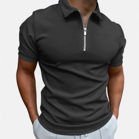Celvarin | Men’s Premium Short-Sleeve Polo Shirt with Zip