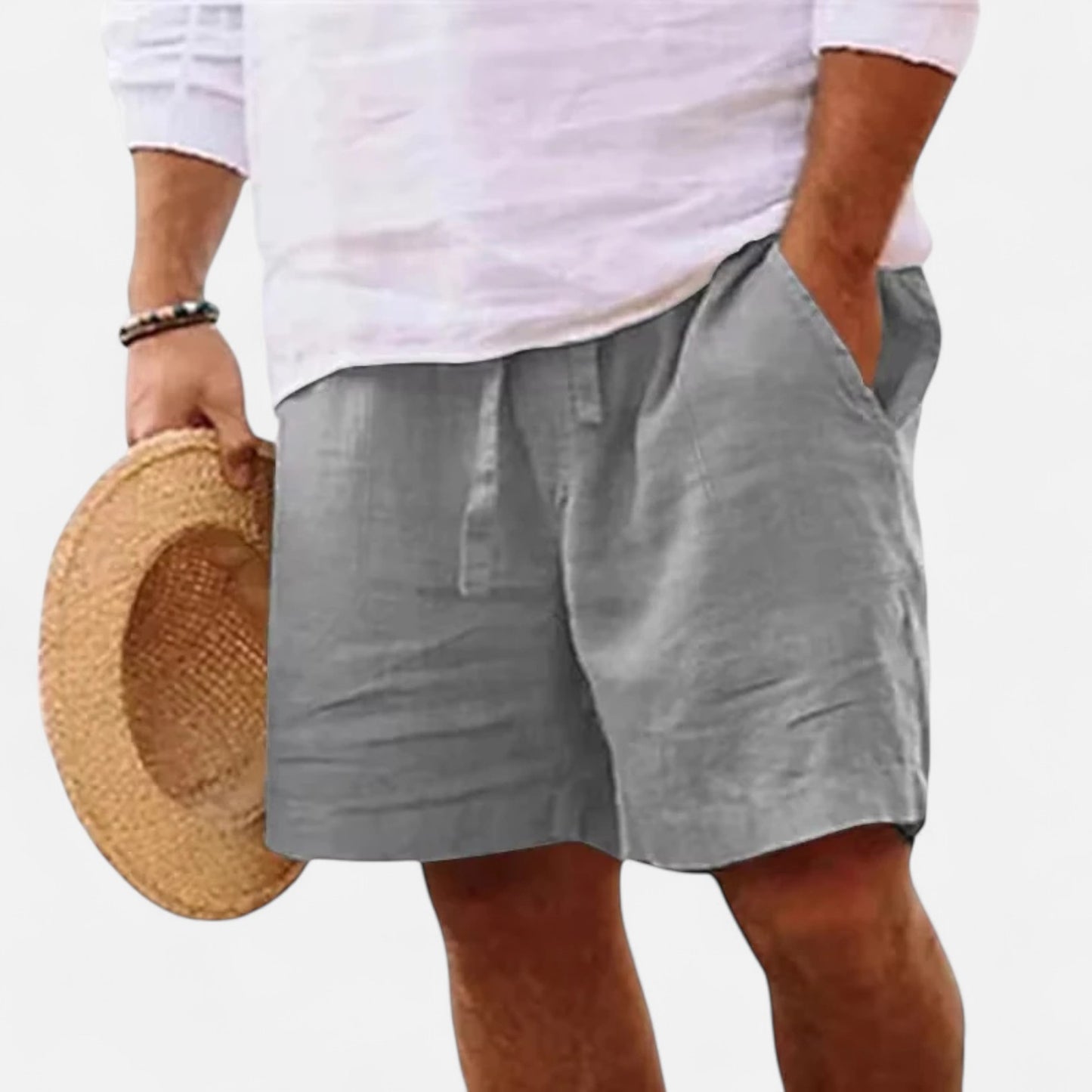 Celvarin | Men’s Premium Short-Sleeve Cotton-Linen Shorts with Elastic Waist