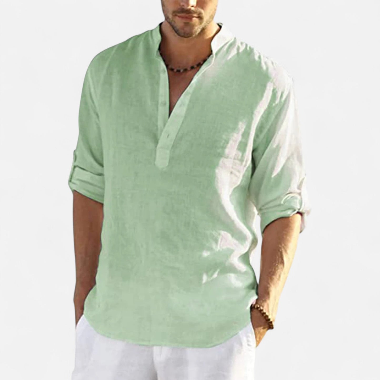Celvarin | Men’s Premium Loose-Fit Long-Sleeve Cotton-Linen Shirt