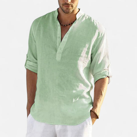 Celvarin | Men’s Premium Loose-Fit Long-Sleeve Cotton-Linen Shirt