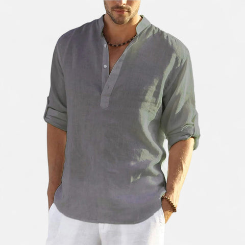 Celvarin | Men’s Premium Loose-Fit Long-Sleeve Cotton-Linen Shirt