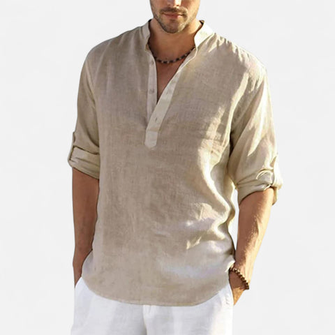 Celvarin | Men’s Premium Loose-Fit Long-Sleeve Cotton-Linen Shirt