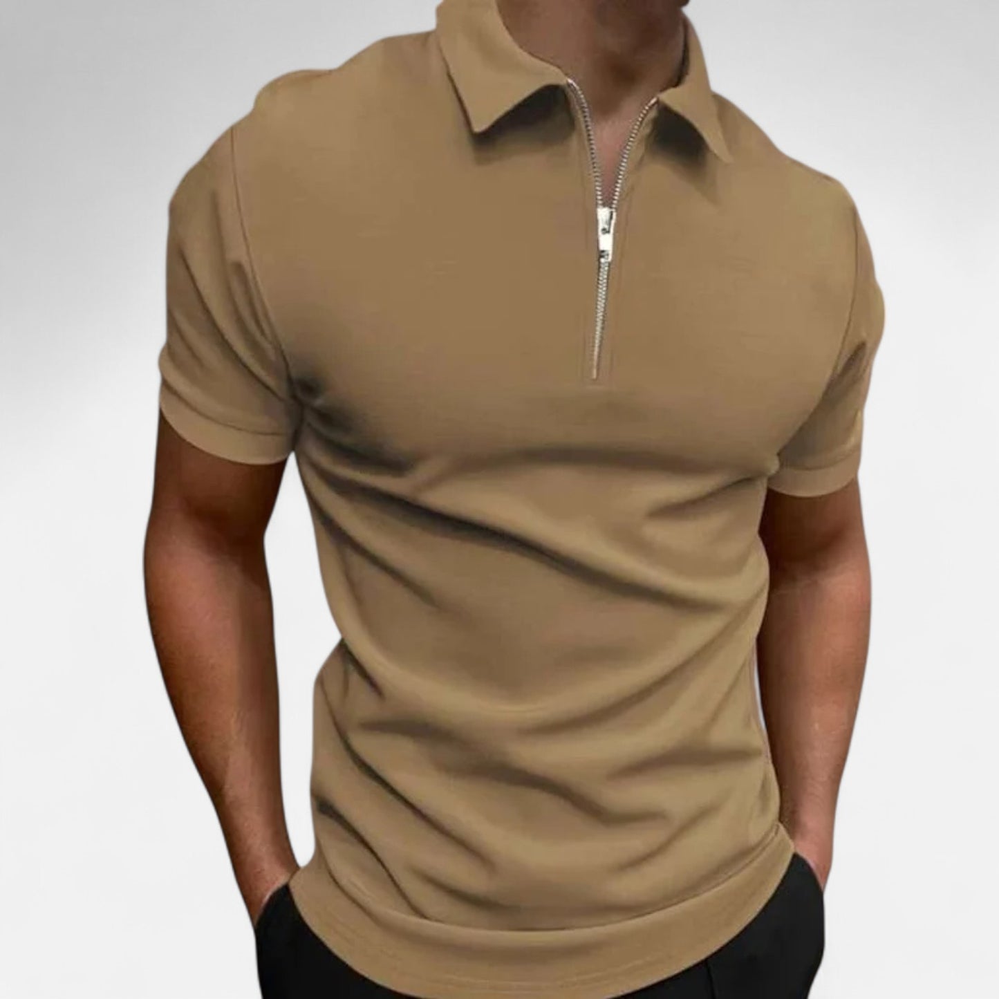 Celvarin | Men’s Premium Short-Sleeve Polo Shirt with Zip