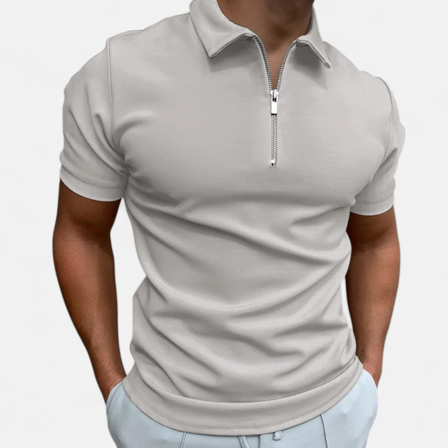 Celvarin | Men’s Premium Short-Sleeve Polo Shirt with Zip