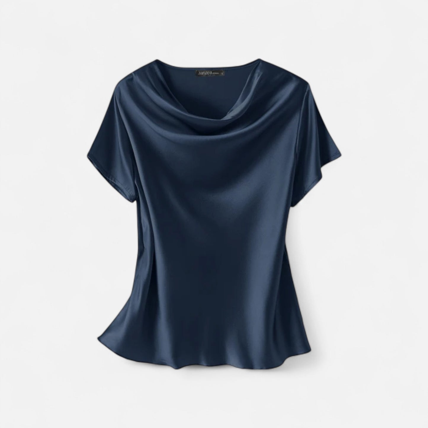 Celvarin | Women’s Premium Oversized Short Sleeve Satin Blouse with Round Neck