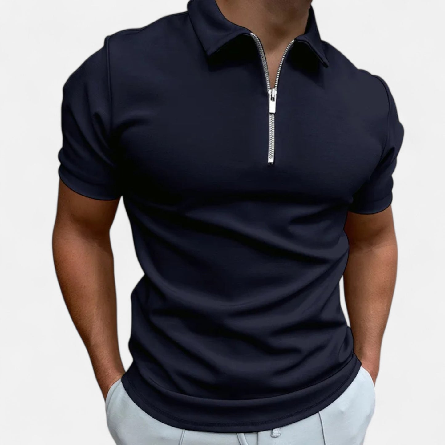 Celvarin | Men’s Premium Short-Sleeve Polo Shirt with Zip
