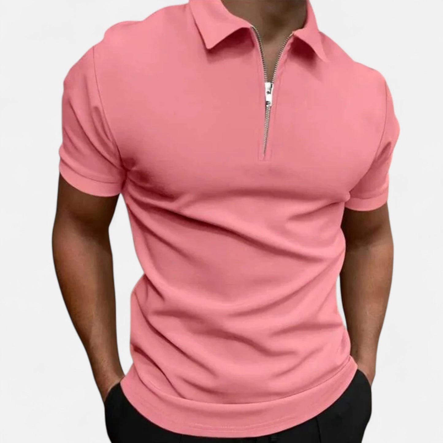 Celvarin | Men’s Premium Short-Sleeve Polo Shirt with Zip
