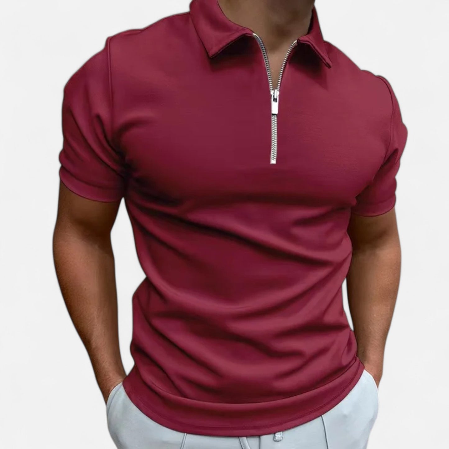 Celvarin | Men’s Premium Short-Sleeve Polo Shirt with Zip