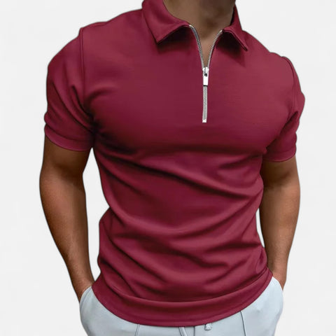 Celvarin | Men’s Premium Short-Sleeve Polo Shirt with Zip