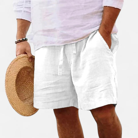 Celvarin | Men’s Premium Short-Sleeve Cotton-Linen Shorts with Elastic Waist