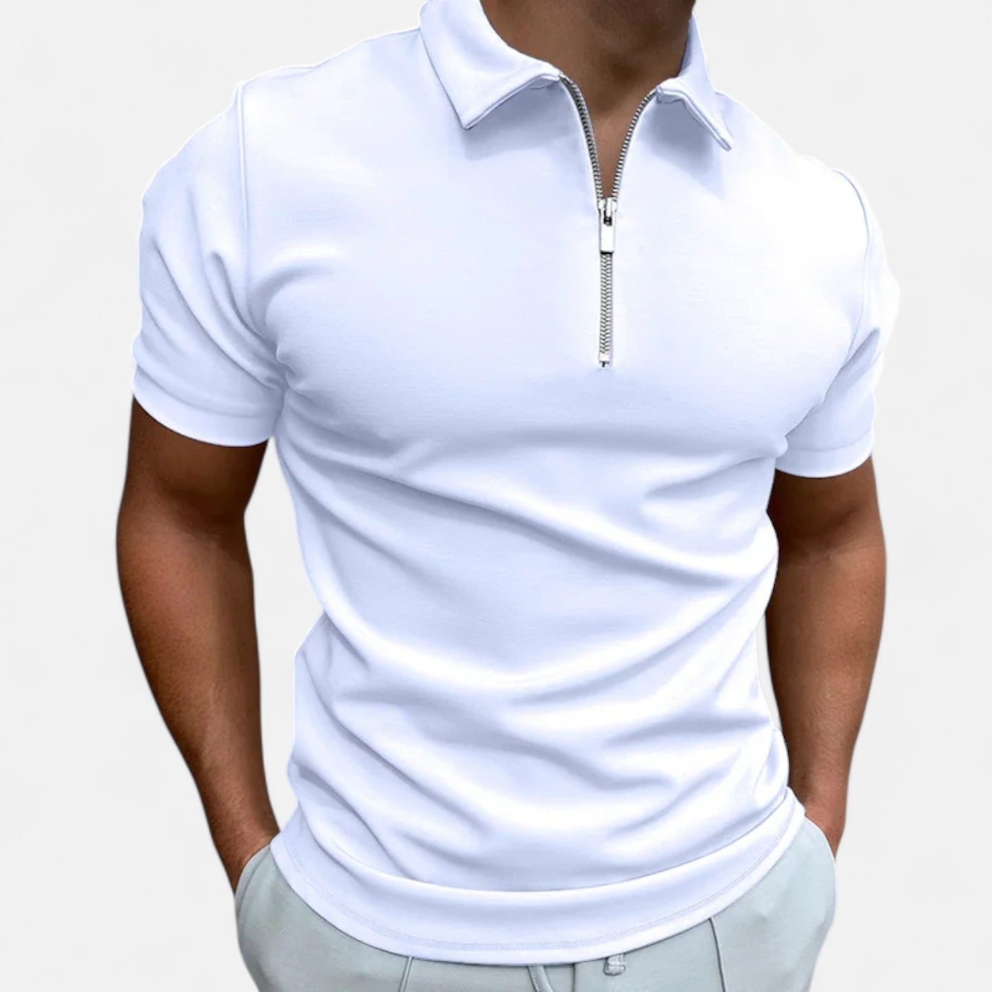Celvarin | Men’s Premium Short-Sleeve Polo Shirt with Zip