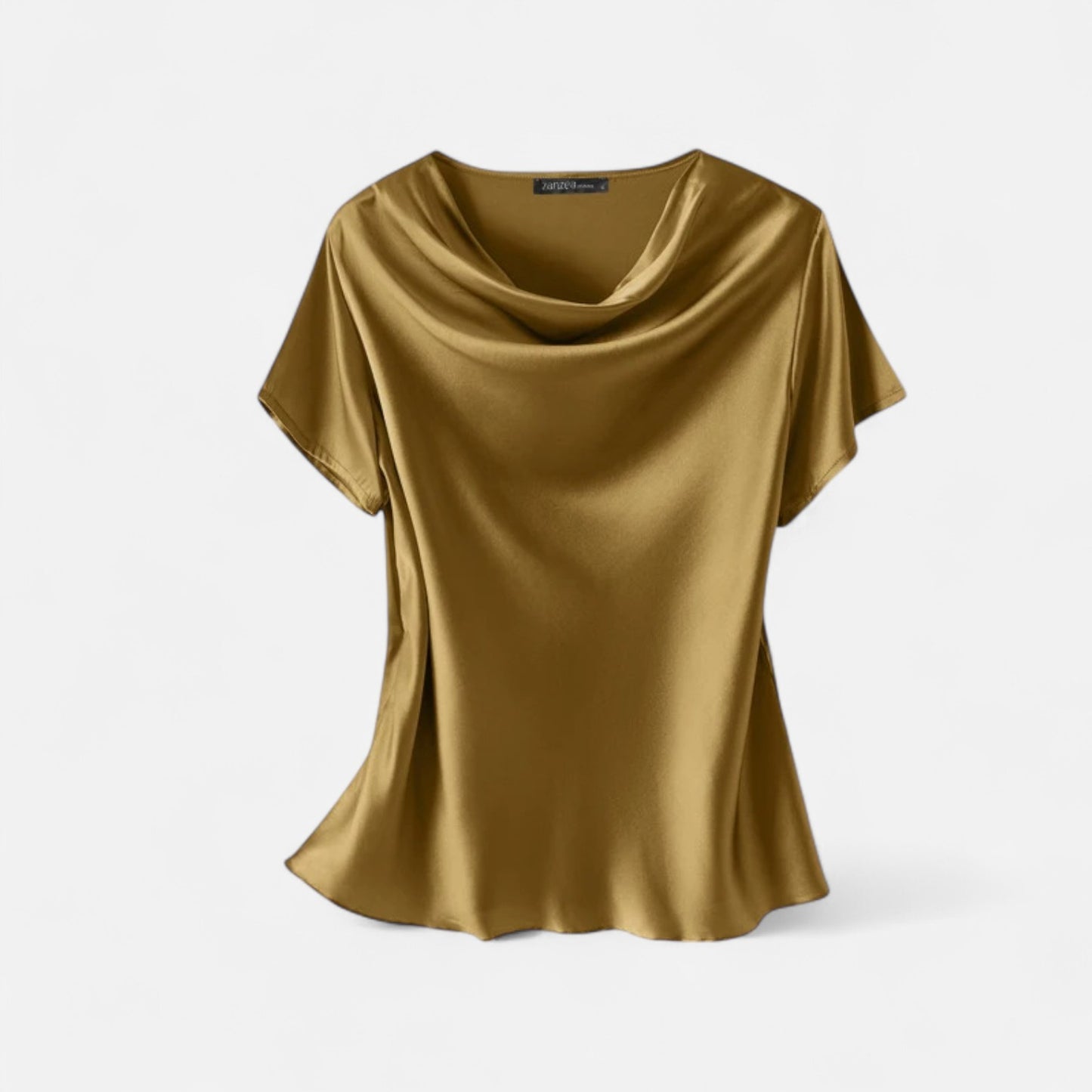 Celvarin | Women’s Premium Oversized Short Sleeve Satin Blouse with Round Neck