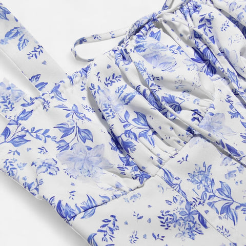 Celvarin | Women’s Premium Floral Print Midi Summer Dress with Spaghetti Straps