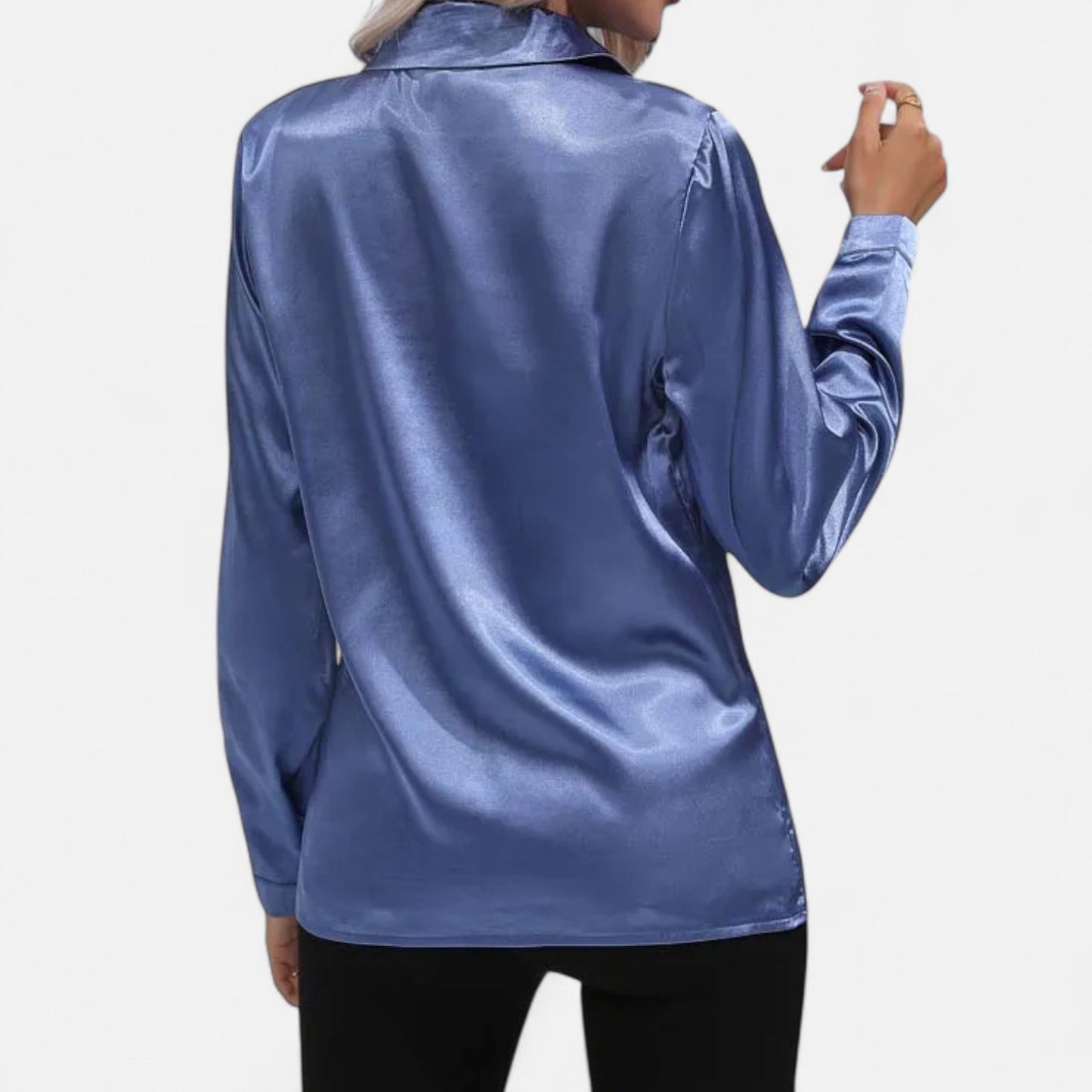 Celvarin | Women’s Premium Long Sleeve Satin Blouse – V-Neck