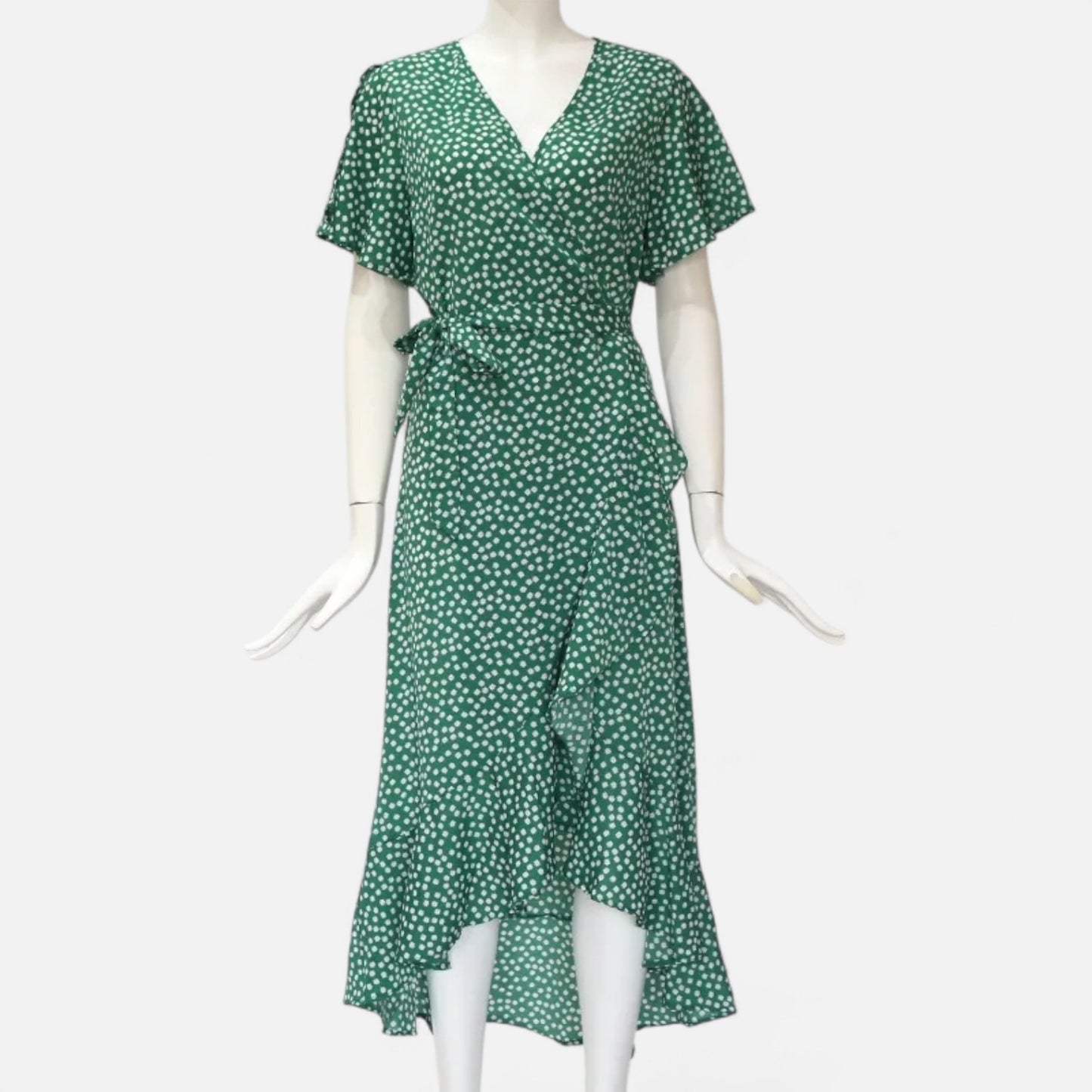 Celvarin | Women’s Premium Long Chiffon Dress with Floral Print and Ruffle Trim
