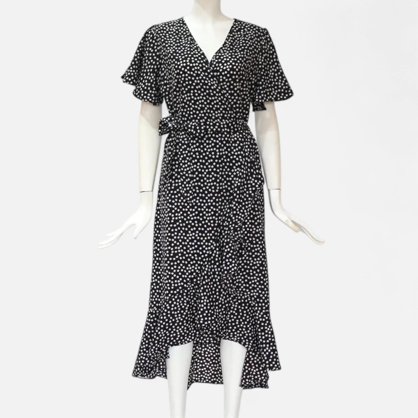 Celvarin | Women’s Premium Long Chiffon Dress with Floral Print and Ruffle Trim