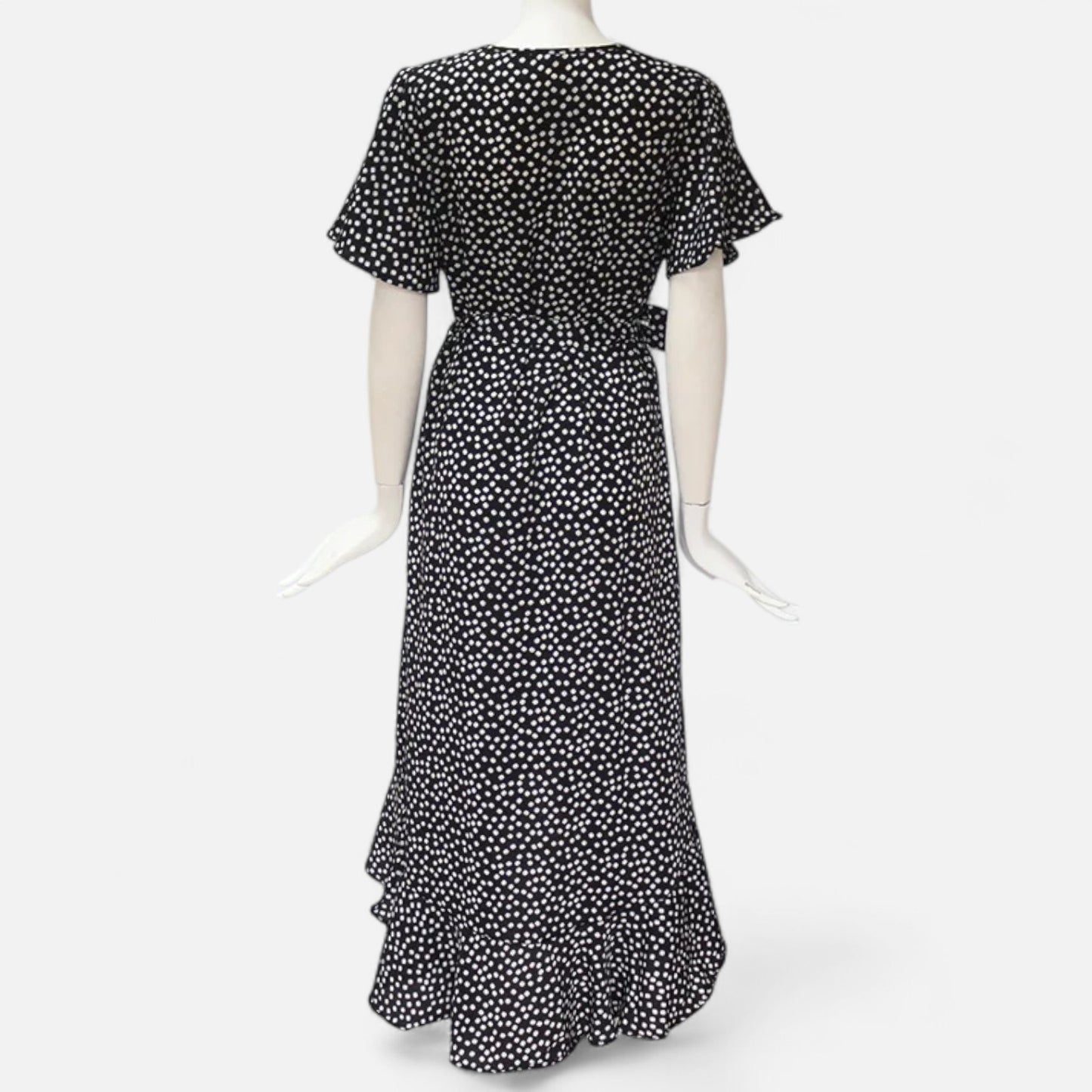 Celvarin | Women’s Premium Long Chiffon Dress with Floral Print and Ruffle Trim