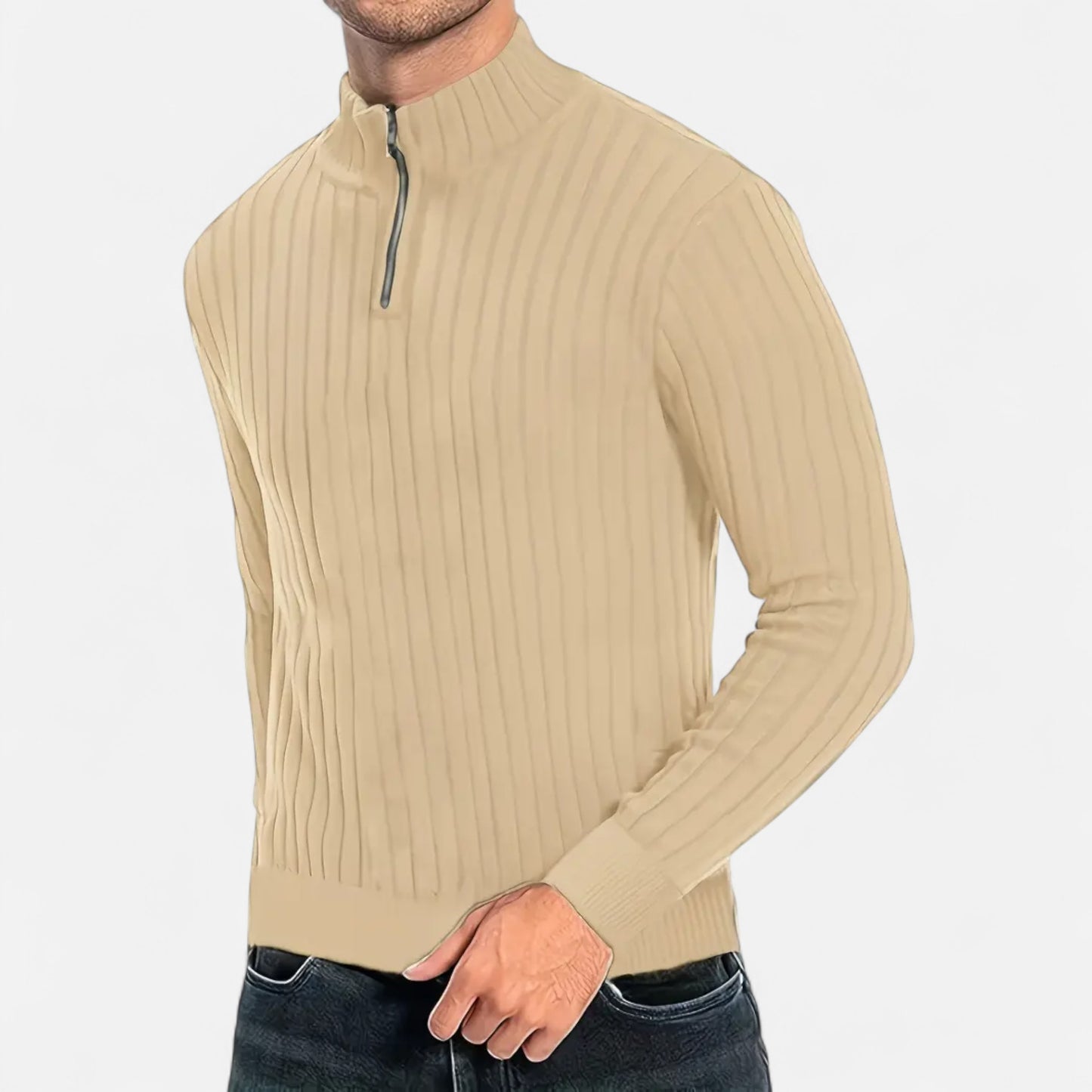 Celvarin | Men’s Quarter-Zip High Neck Sweater