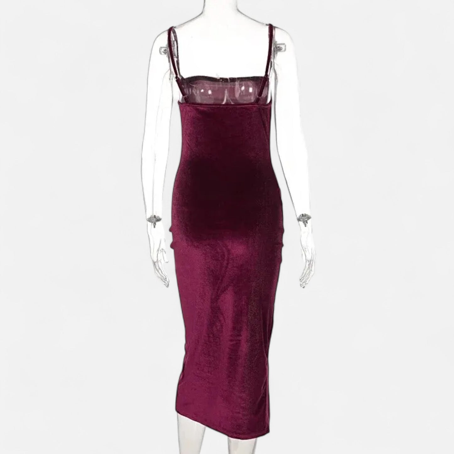 Celvarin | Women’s Premium Long-Sleeve Velvet Bodycon Midi Dress with V-Neck
