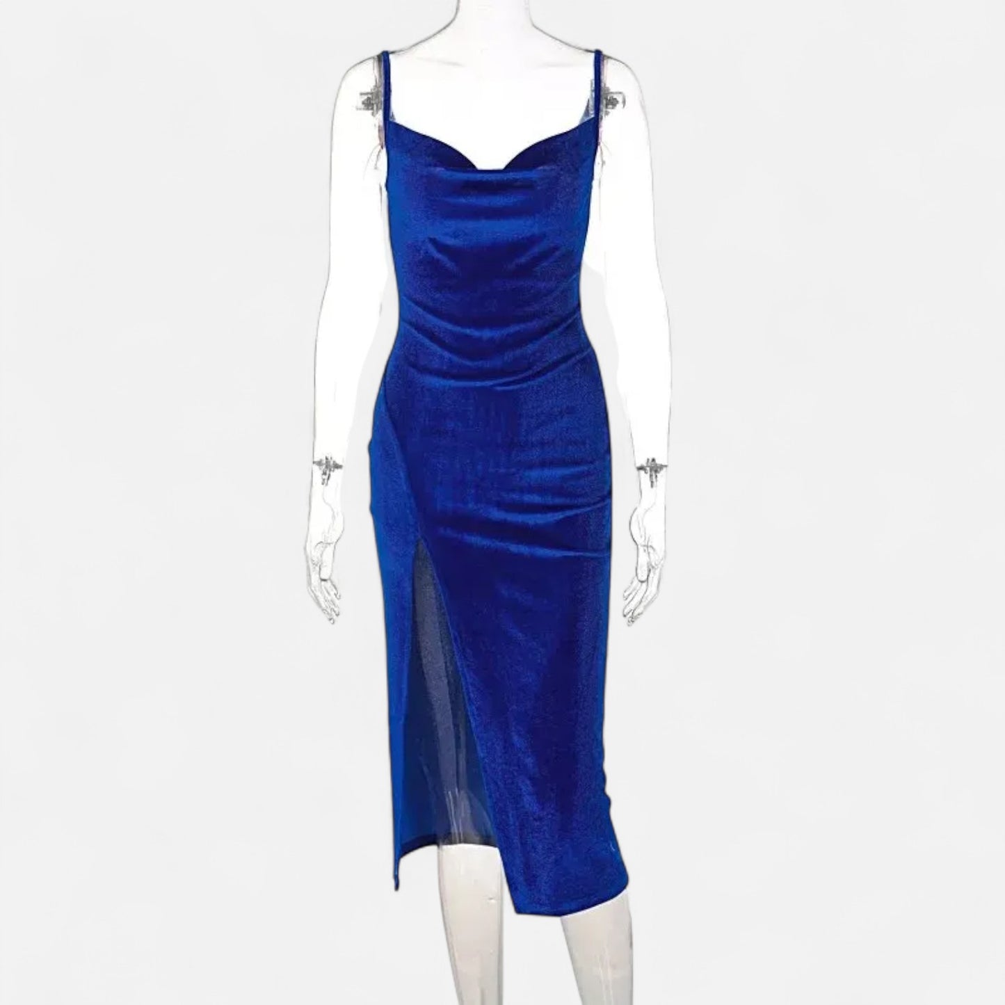 Celvarin | Women’s Premium Long-Sleeve Velvet Bodycon Midi Dress with V-Neck