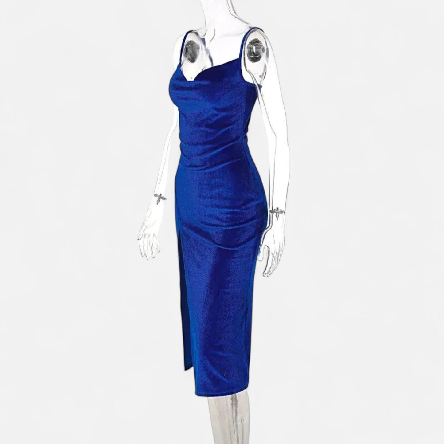 Celvarin | Women’s Premium Long-Sleeve Velvet Bodycon Midi Dress with V-Neck