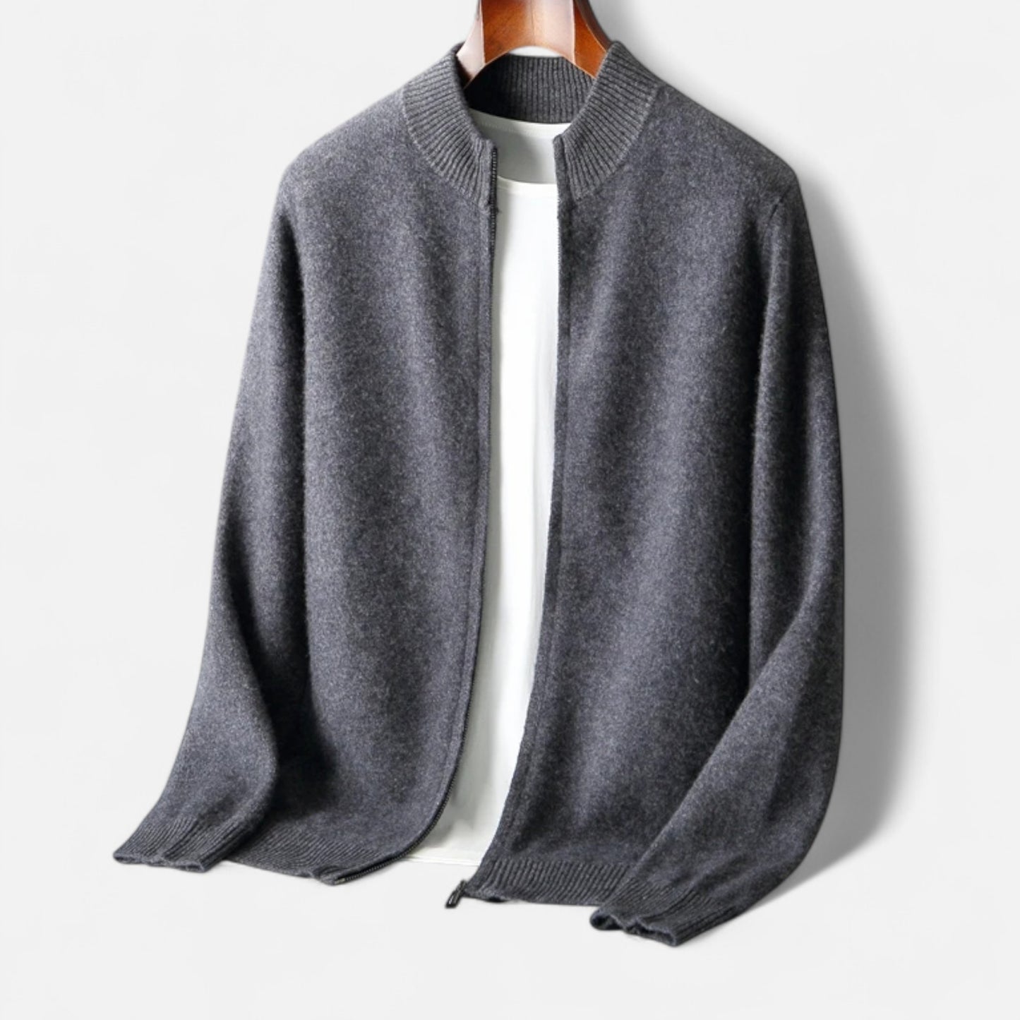 Celvarin | Men’s Merino Wool Zip Cardigan