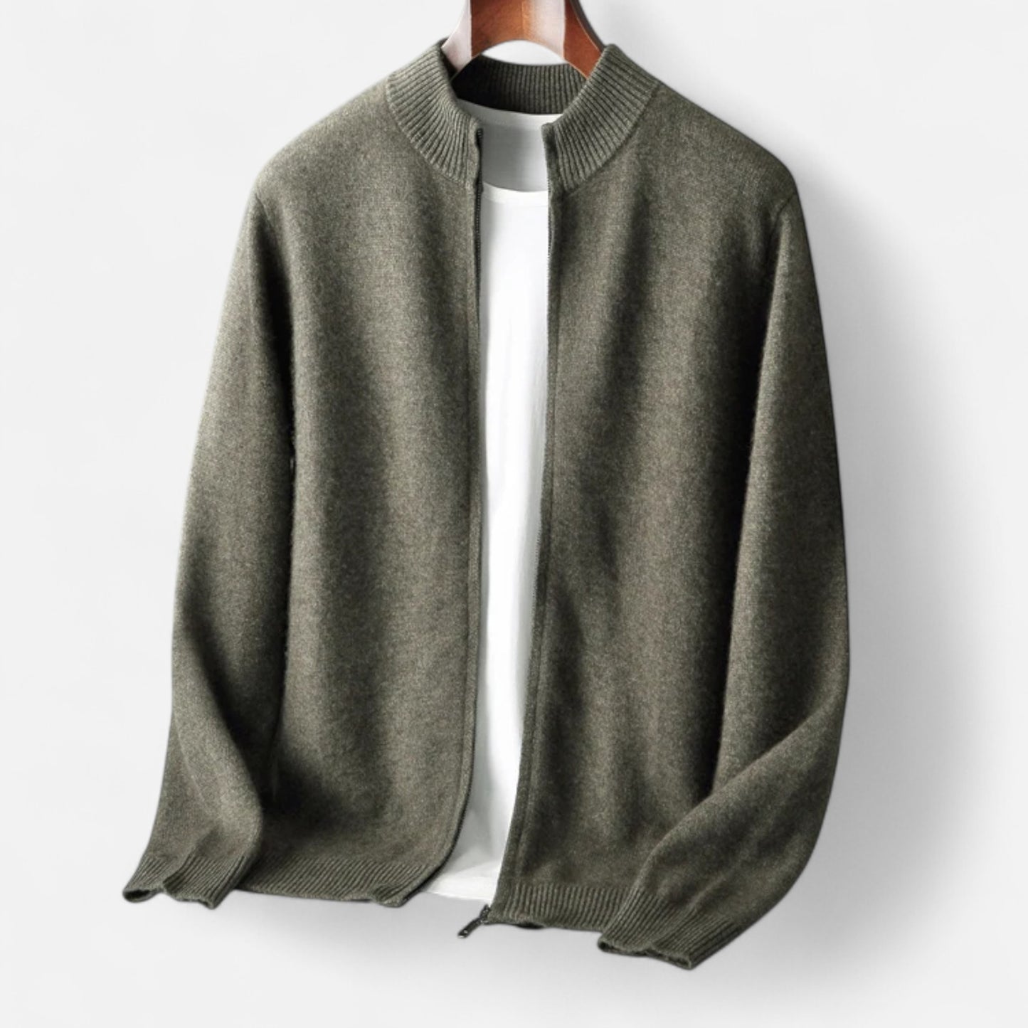 Celvarin | Men’s Merino Wool Zip Cardigan