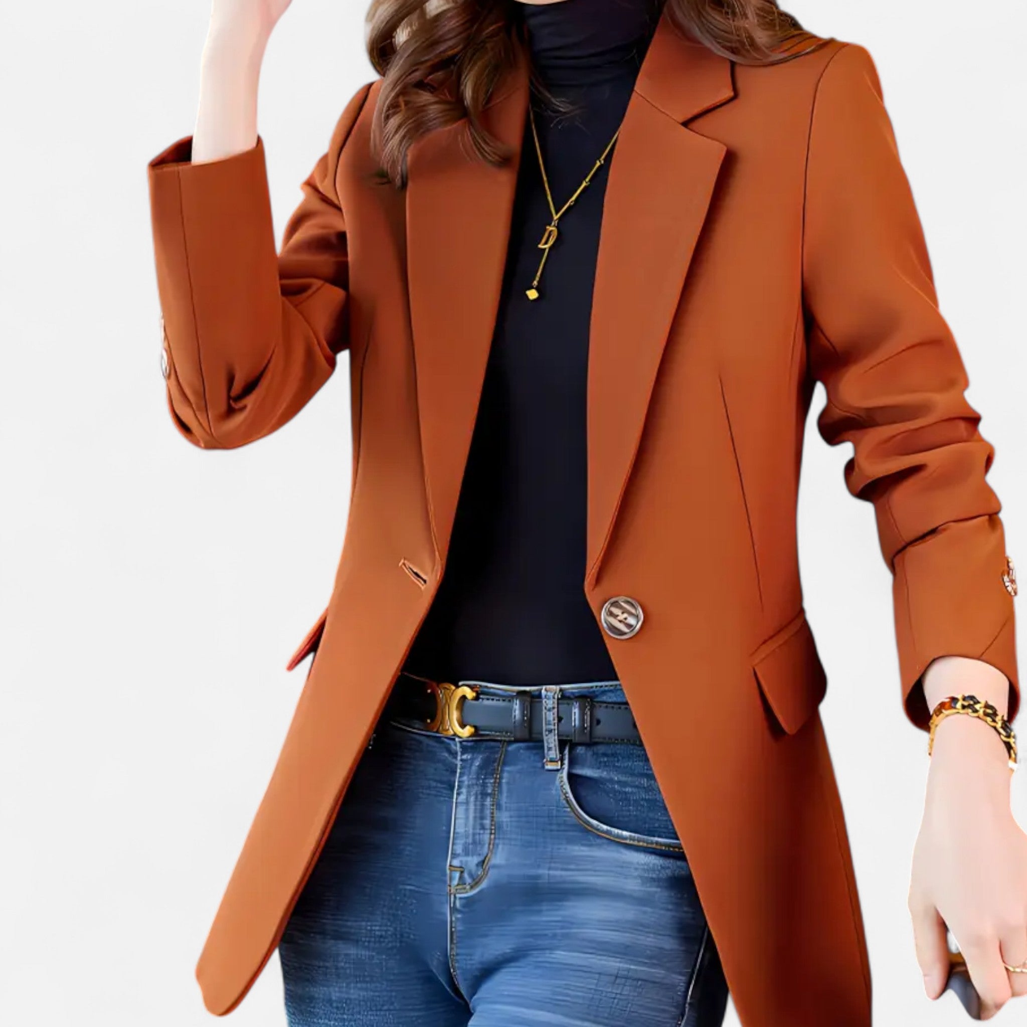 Women’s Heritage Tailored Blazer – Gold Button Elegance