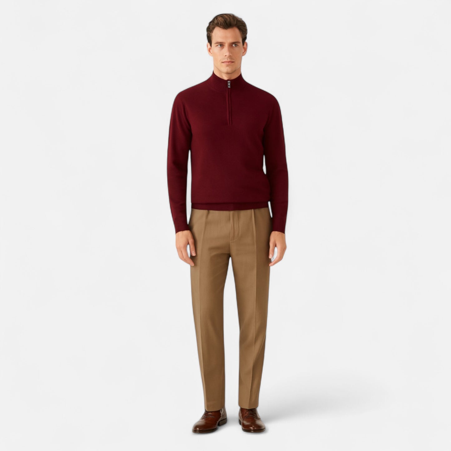 Celvarin | Men’s Merino Wool Half-Collar Sweater
