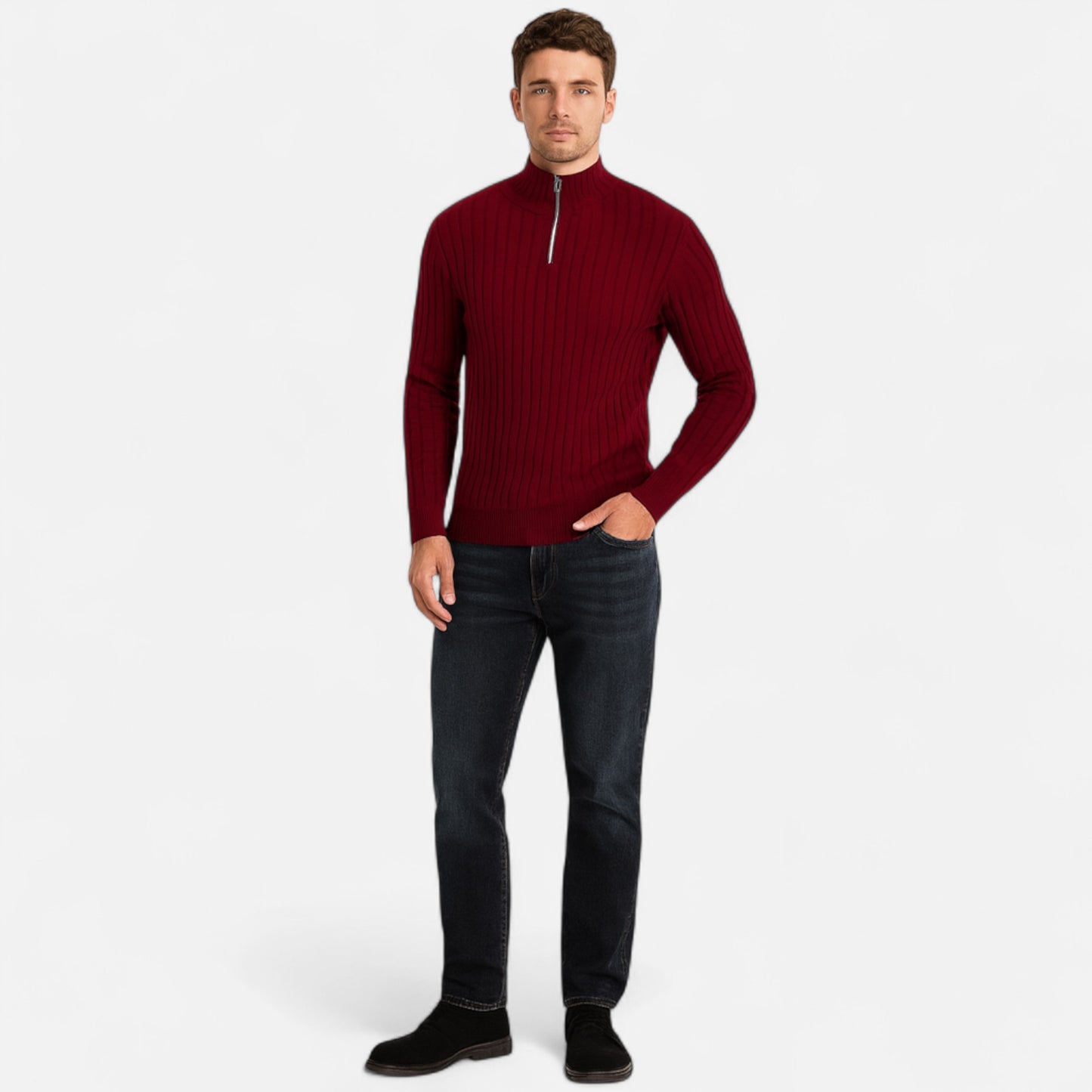 Celvarin | Men’s Quarter-Zip High Neck Sweater
