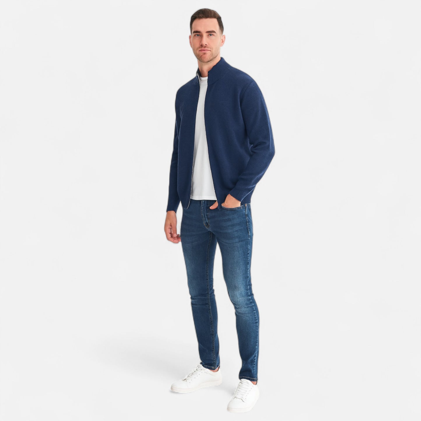 Celvarin | Men’s Merino Wool Zip Cardigan