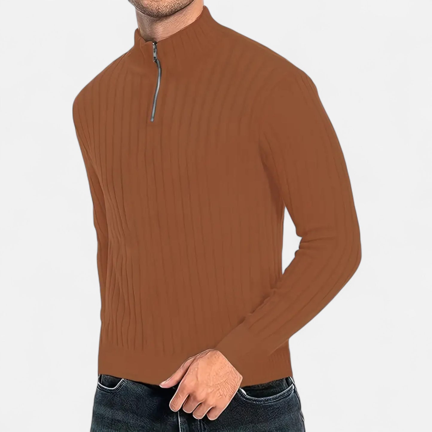 Celvarin | Men’s Quarter-Zip High Neck Sweater