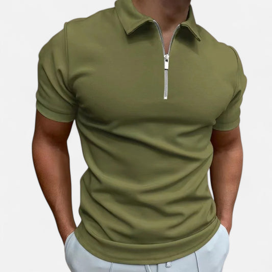 Celvarin | Men’s Premium Short-Sleeve Polo Shirt with Zip