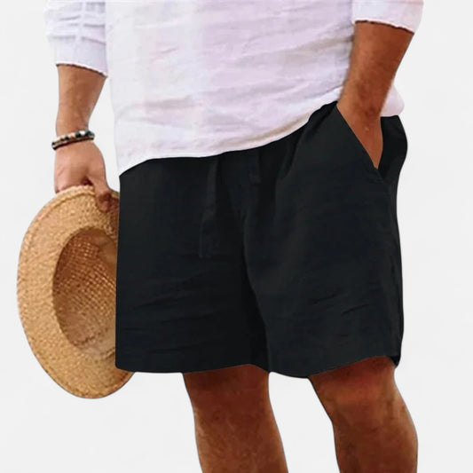 Celvarin | Men’s Premium Short-Sleeve Cotton-Linen Shorts with Elastic Waist