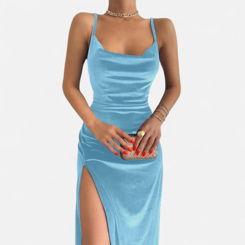 Celvarin | Women’s Premium Long-Sleeve Velvet Bodycon Midi Dress with V-Neck