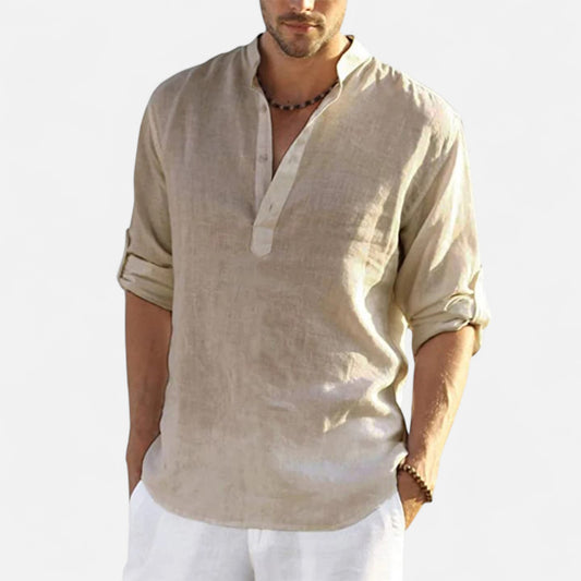 Celvarin | Men’s Premium Loose-Fit Long-Sleeve Cotton-Linen Shirt