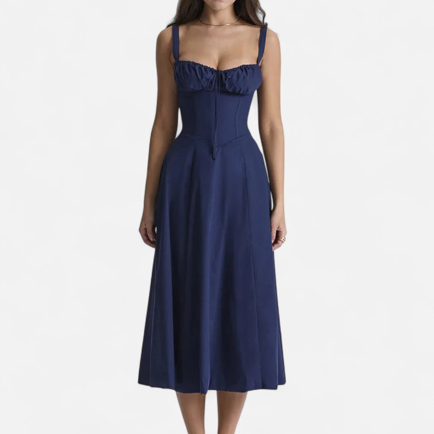 Celvarin | Women’s Premium Floral Print Midi Summer Dress with Spaghetti Straps